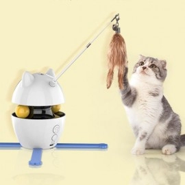 New Teasing Cat Toys Automatic Intelligent Teasing Cat Stick Leaky Food Ball Set Pet Self Hi Supplies Laser Feather Teasing Cat