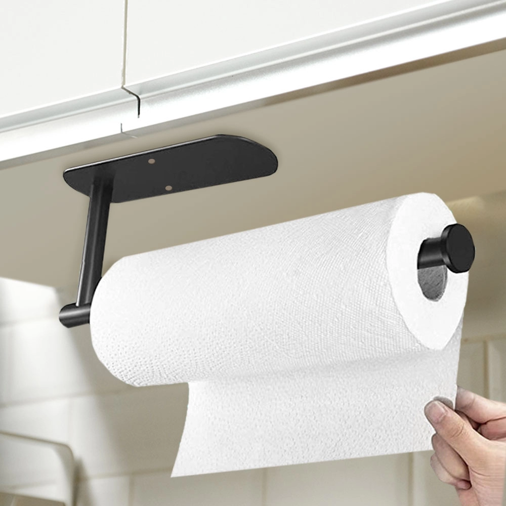 No Punching Paper Towel Holder Kitchen Stainless Steel Under Cabinet Roll Rack Bathroom Wall-mounted Toilet Tissue Hanger