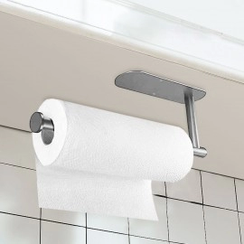 No Punching Paper Towel Holder Kitchen Stainless Steel Under Cabinet Roll Rack Bathroom Wall-mounted Toilet Tissue Hanger